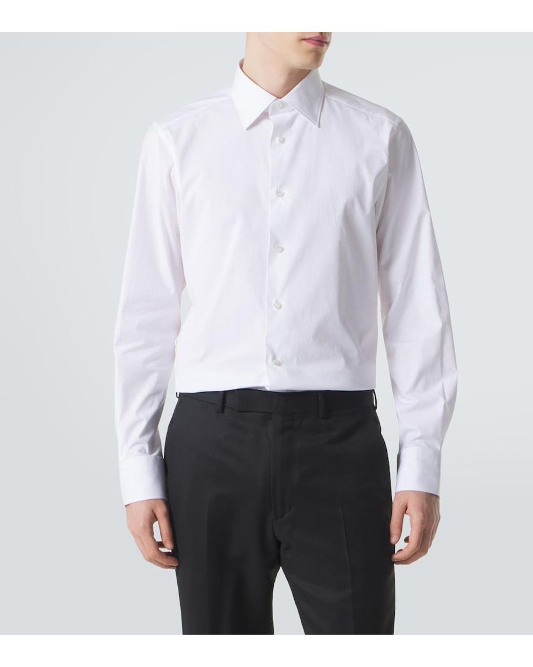Zegna White Cotton-Blend Poplin Shirt for men