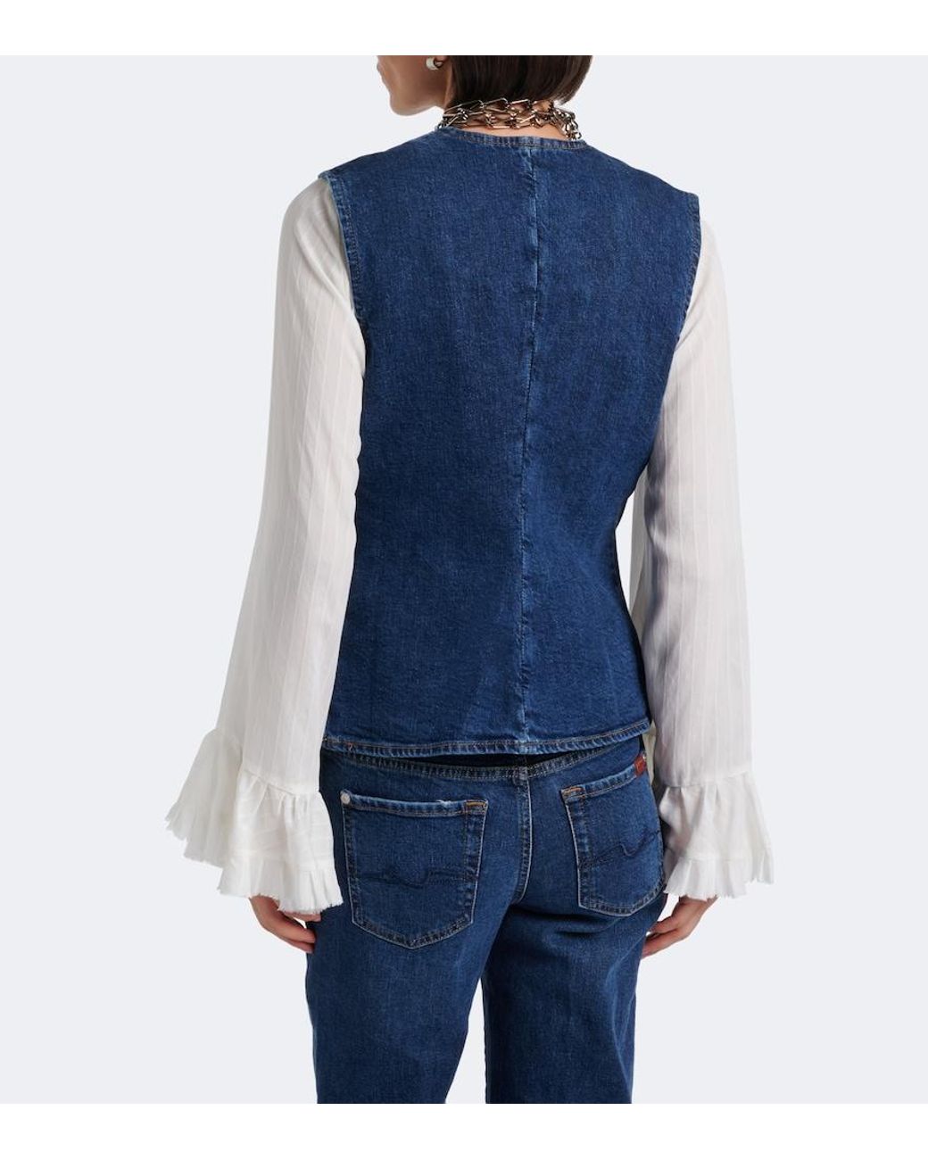 7 For All Mankind Blue Lady Denim Vest