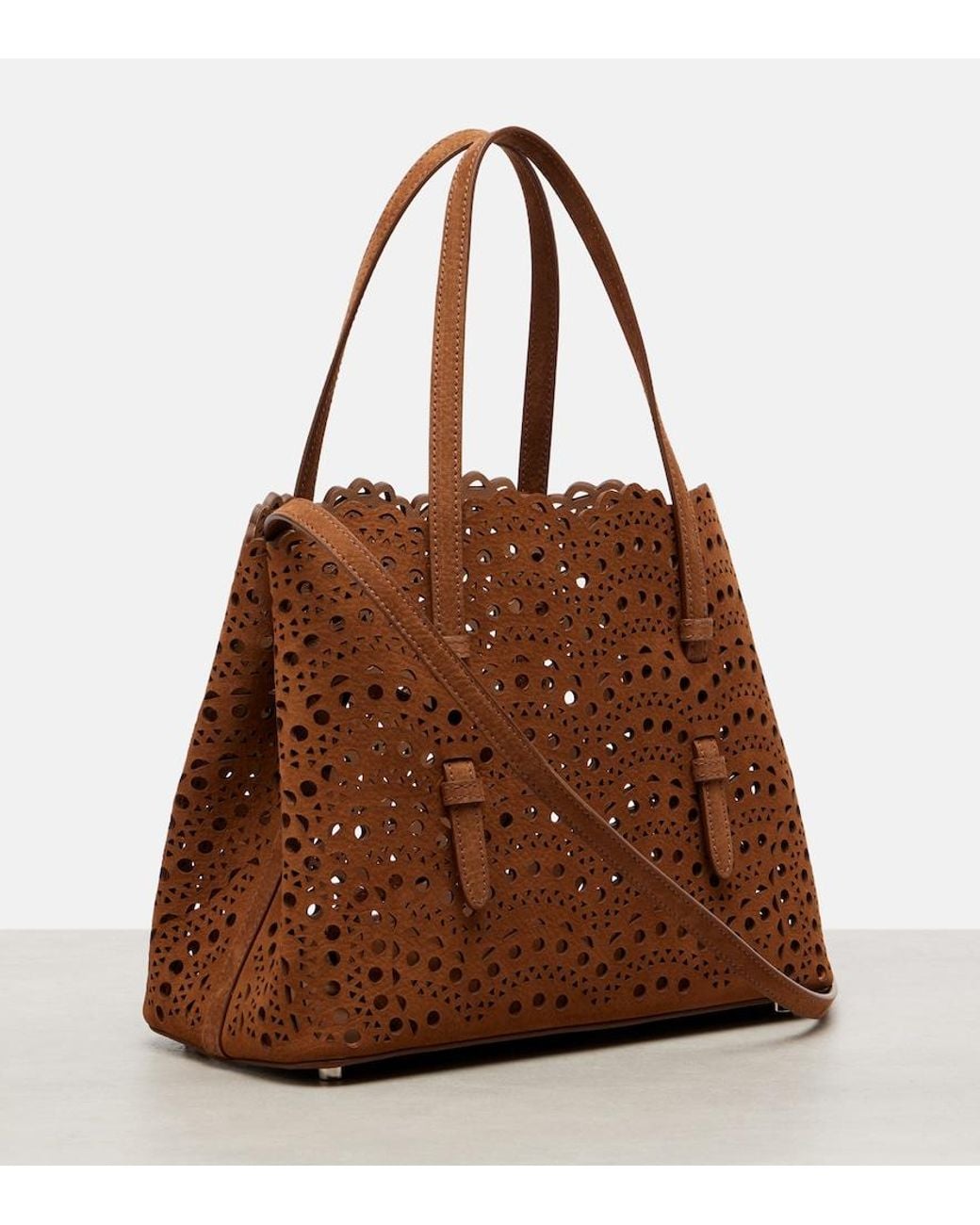 Alaïa Brown Mina 25 Vienne Wave Leather Top-Handle Bag