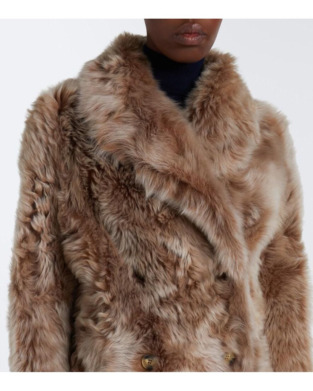 Yves Salomon Natural Reversible Shearling And Leather Coat