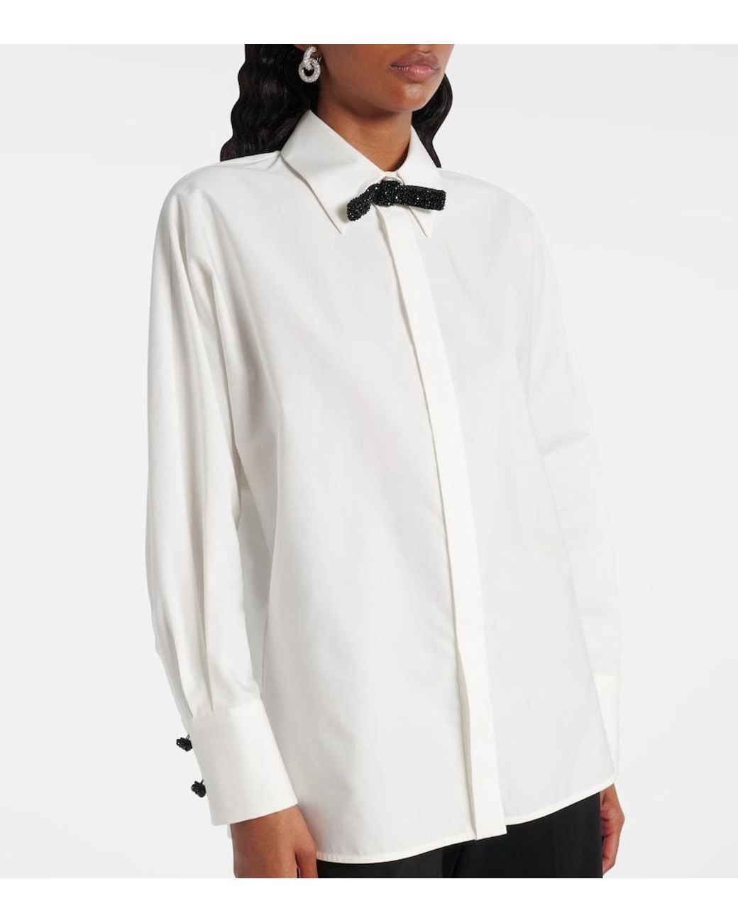 Max Mara White Roll Cotton And Silk Poplin Shirt