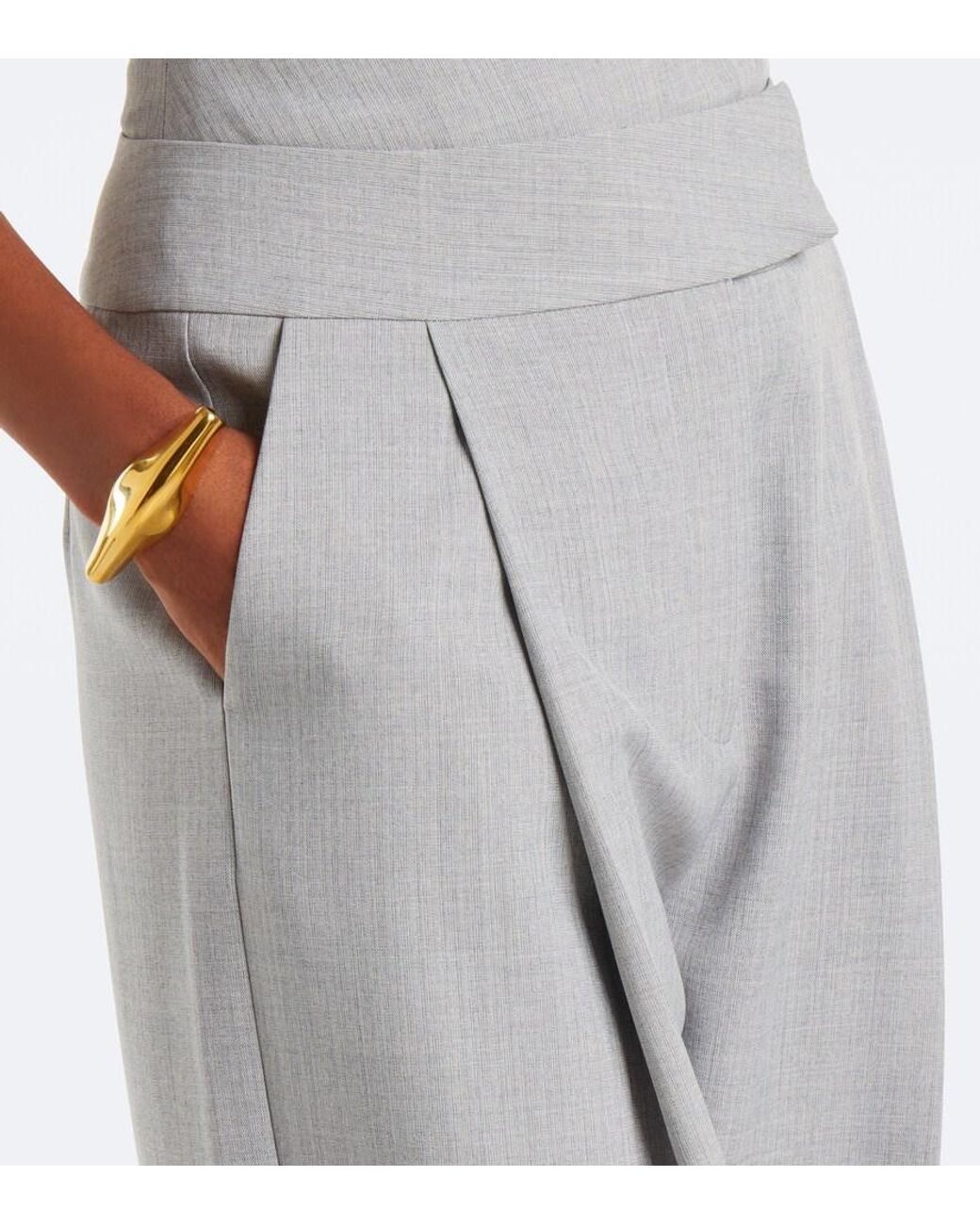 The Sei Gray Crepe Wide-Leg Pants
