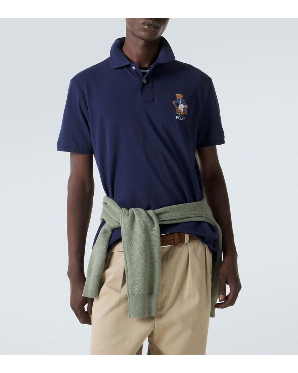 Polo Ralph Lauren Blue Polo Bear Cotton Pique Polo Shirt for men