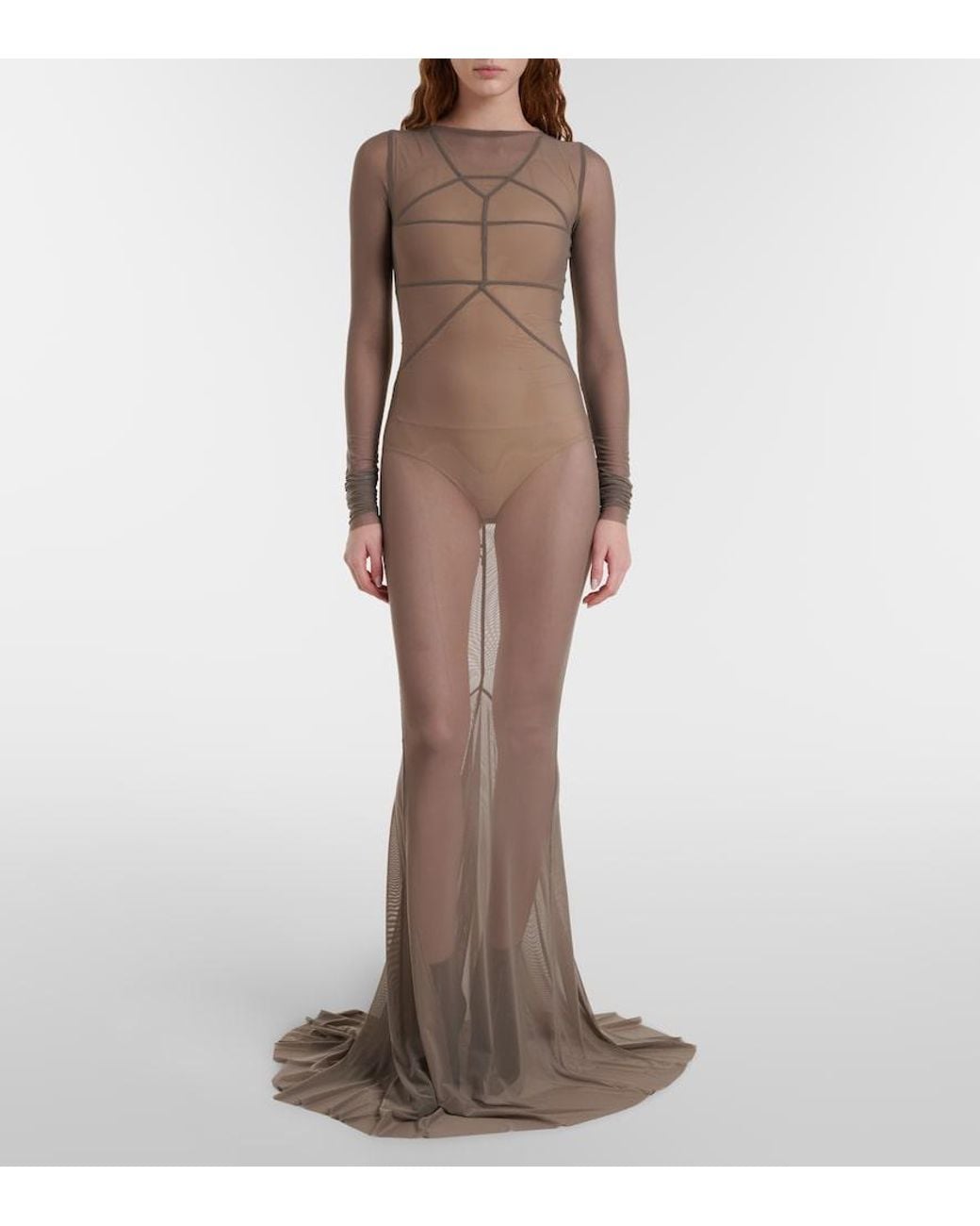 Rick Owens Gray Temple Tulle Gown