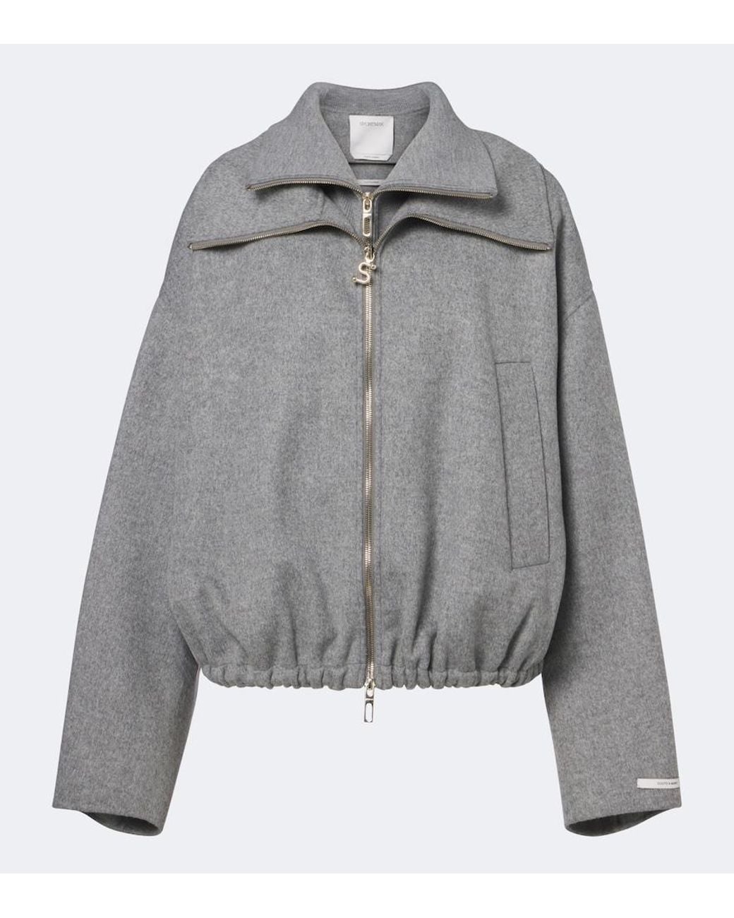 Sportmax Gray Oversized Virgin Wool Blouson Jacket