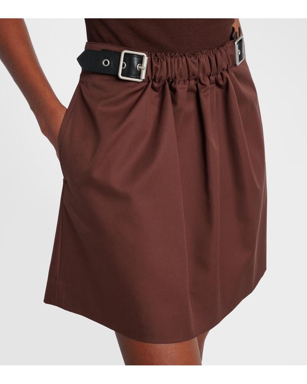 Loewe Purple Belted Cotton And Silk Twill Miniskirt