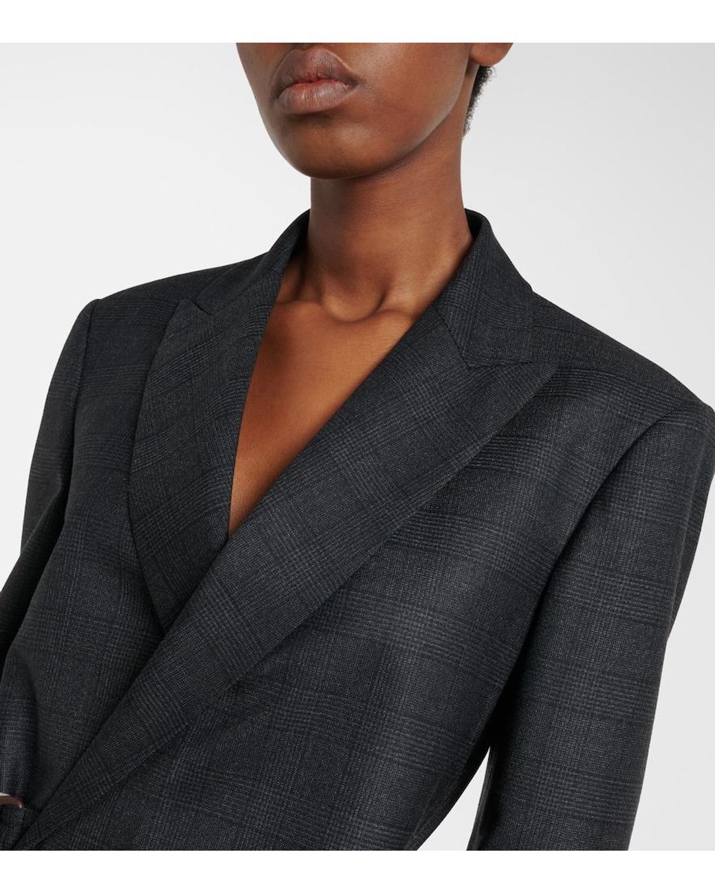 Loewe Black Prince Of Wales Check Wool Wrap Blazer