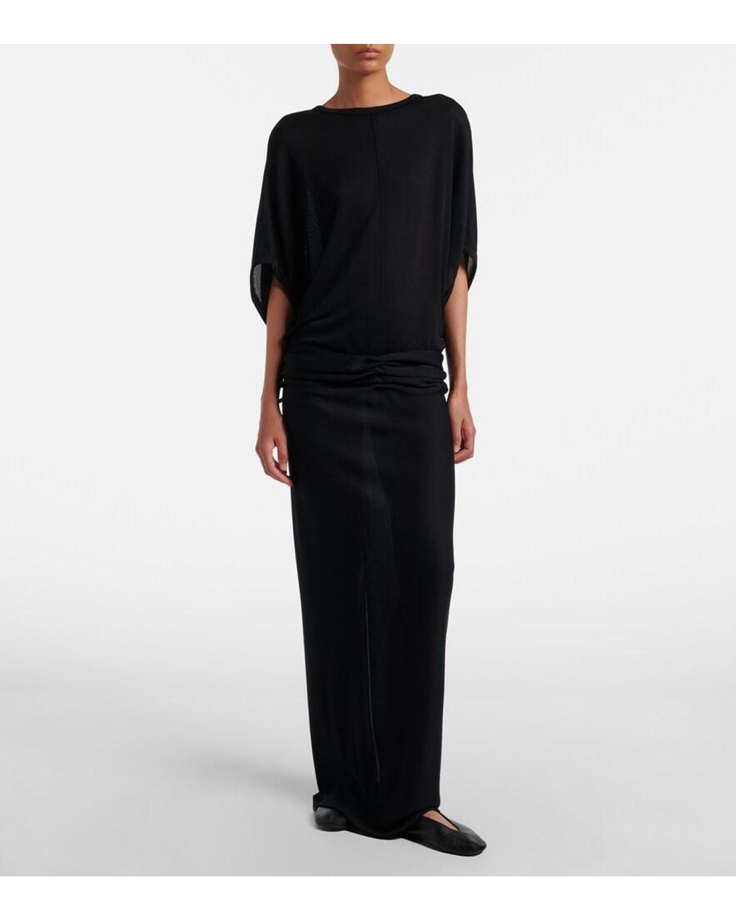 The Row Black Fay Leather Ballet Flats