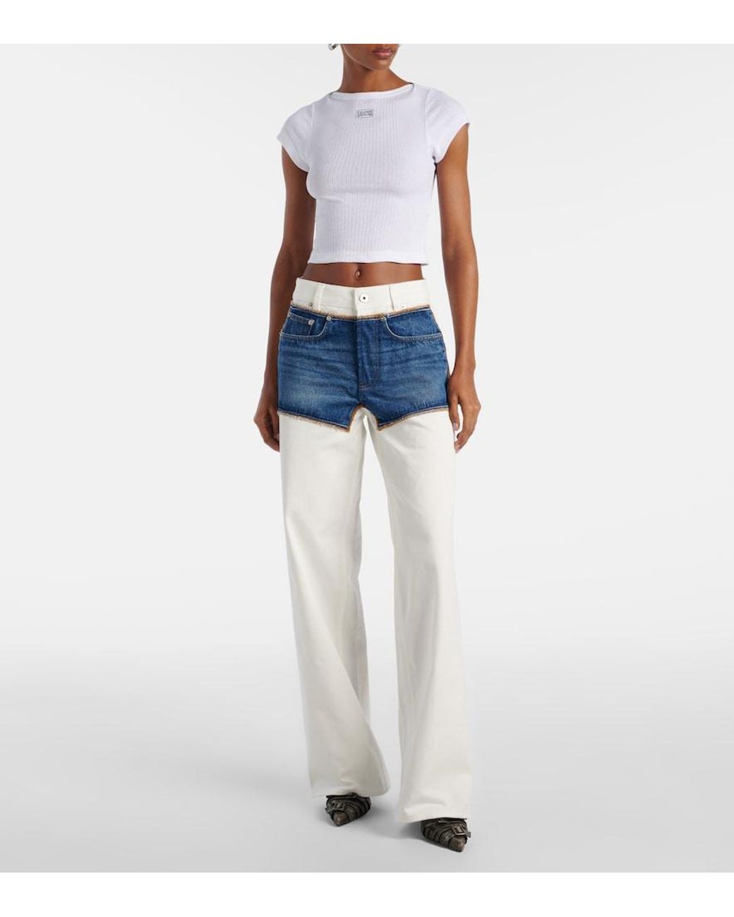 Jean Paul Gaultier Blue Petit Grand Trompe L'Oeil Straight Jeans