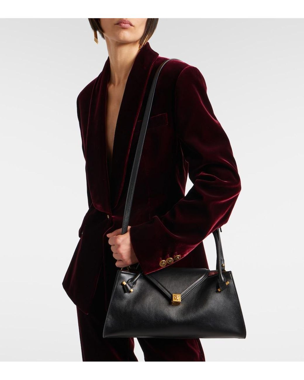 Versace Black Severine Medium Leather Shoulder Bag