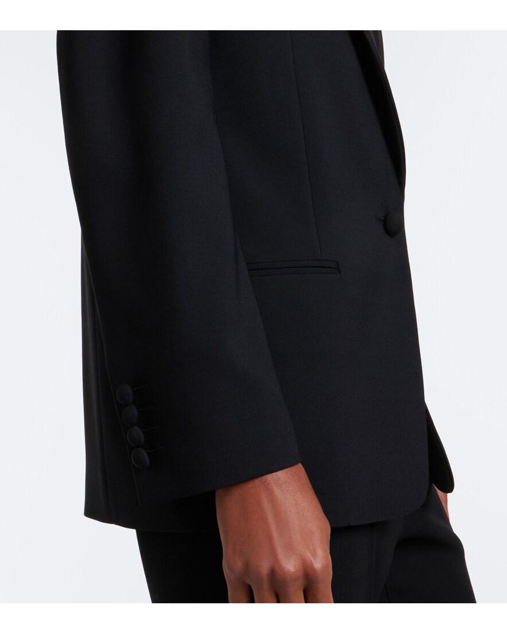 The Row Black Jona Wool Tuxedo Jacket