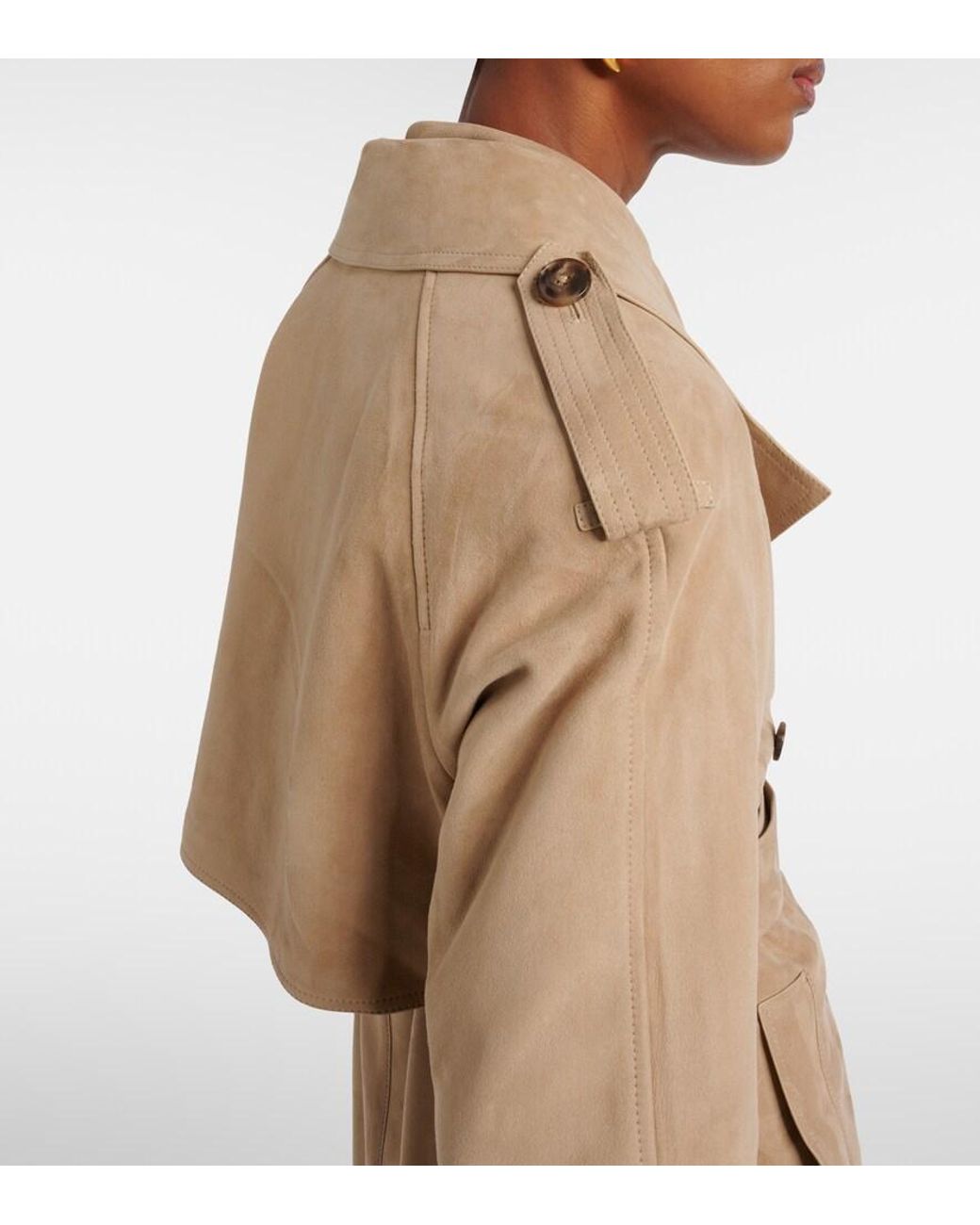 Yves Salomon Natural Suede Trench Coat