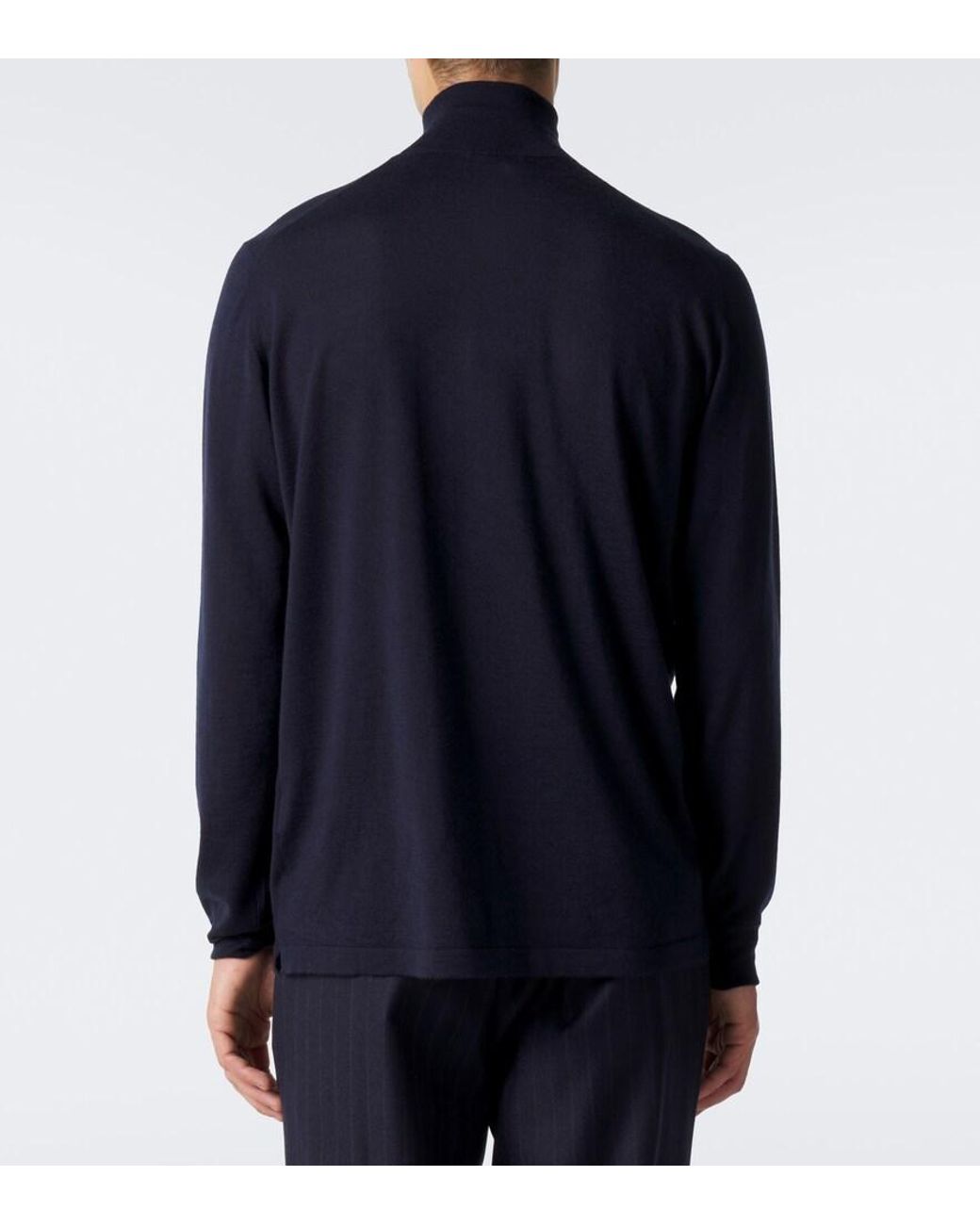 Thom Sweeney Blue Cashmere And Silk Turtleneck Sweater for men
