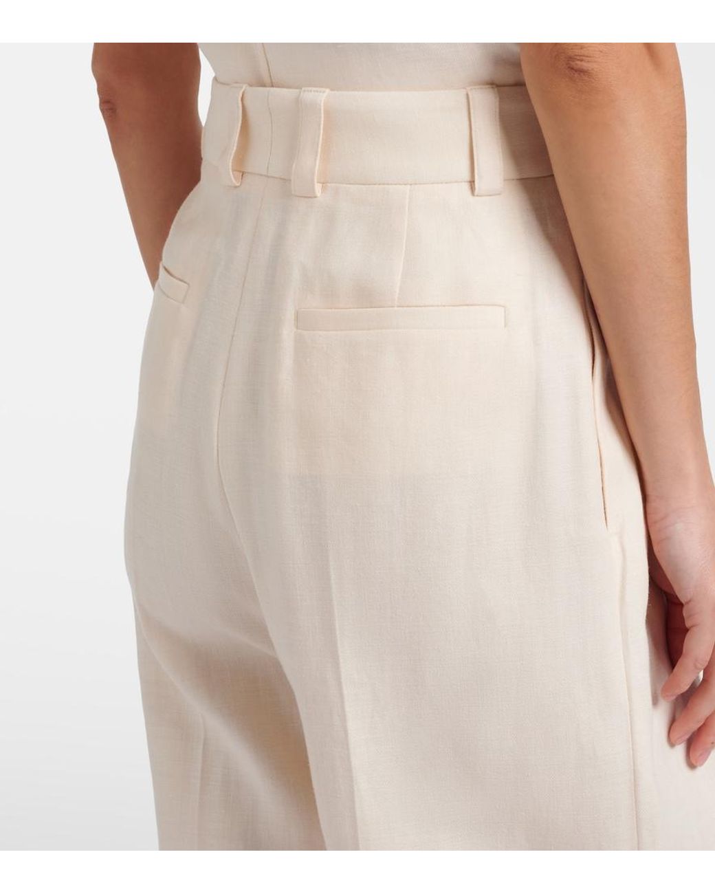 Loro Piana White Lodger Linen And Wool Wide-Leg Pants