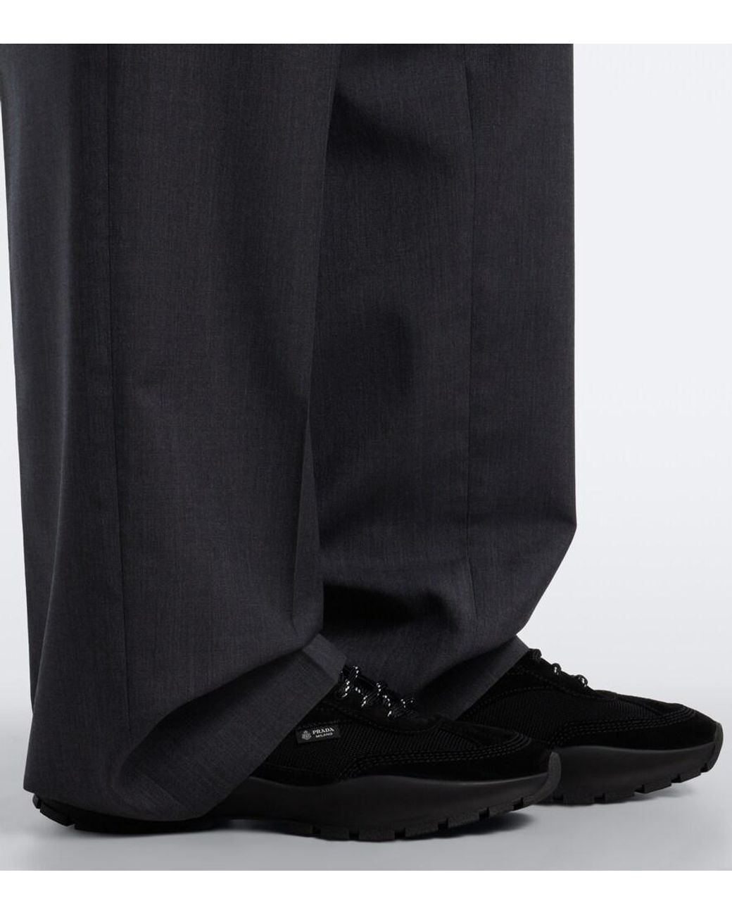 Prada Black Suede-Trimmed Sneakers