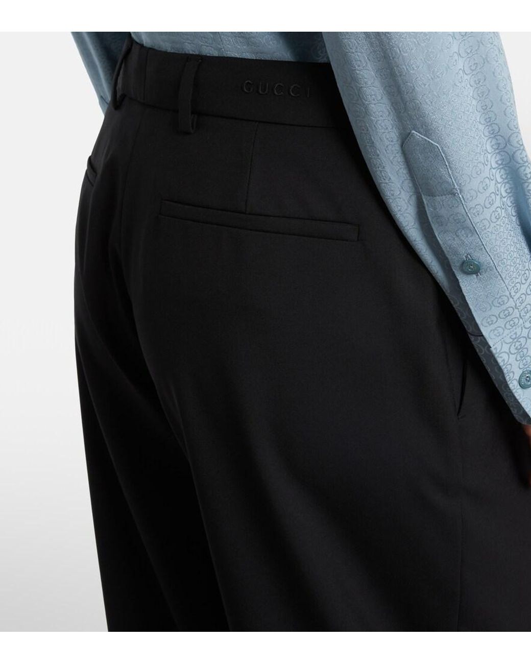 Gucci Black High-Rise Wool Straight Pants