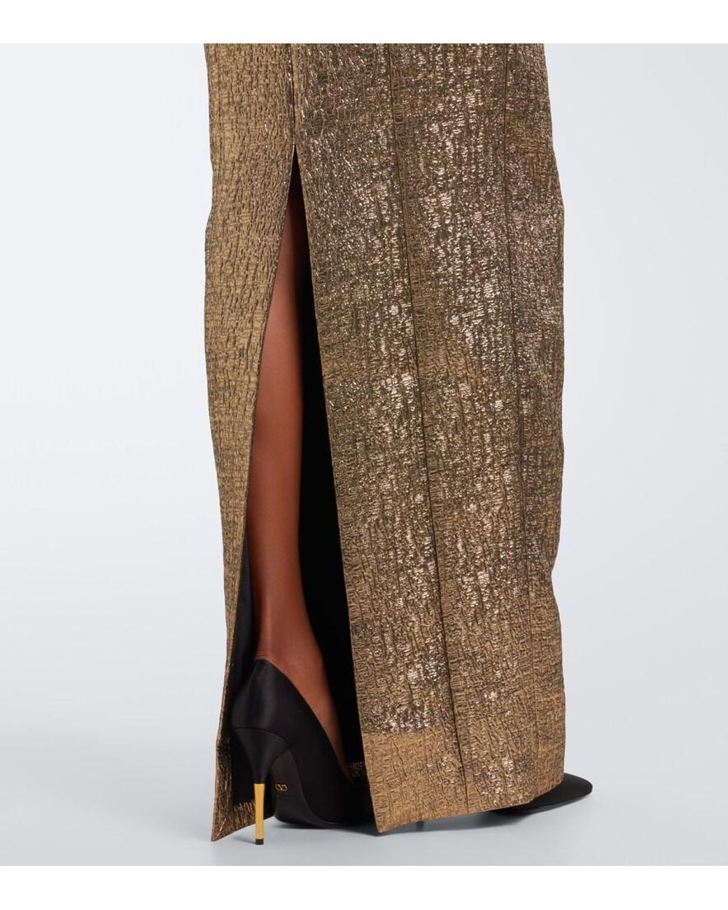 Roland Mouret Natural Lame Jacquard Gown