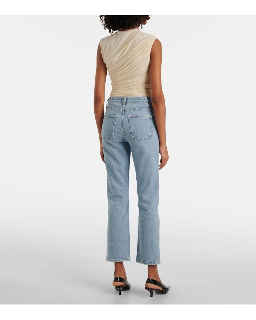 Agolde Blue Valen Mid-Rise Straight Jeans