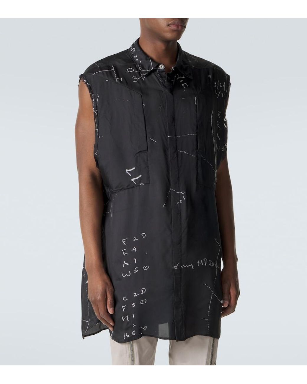 Rick Owens Black Jumbo Printed Shirt for men