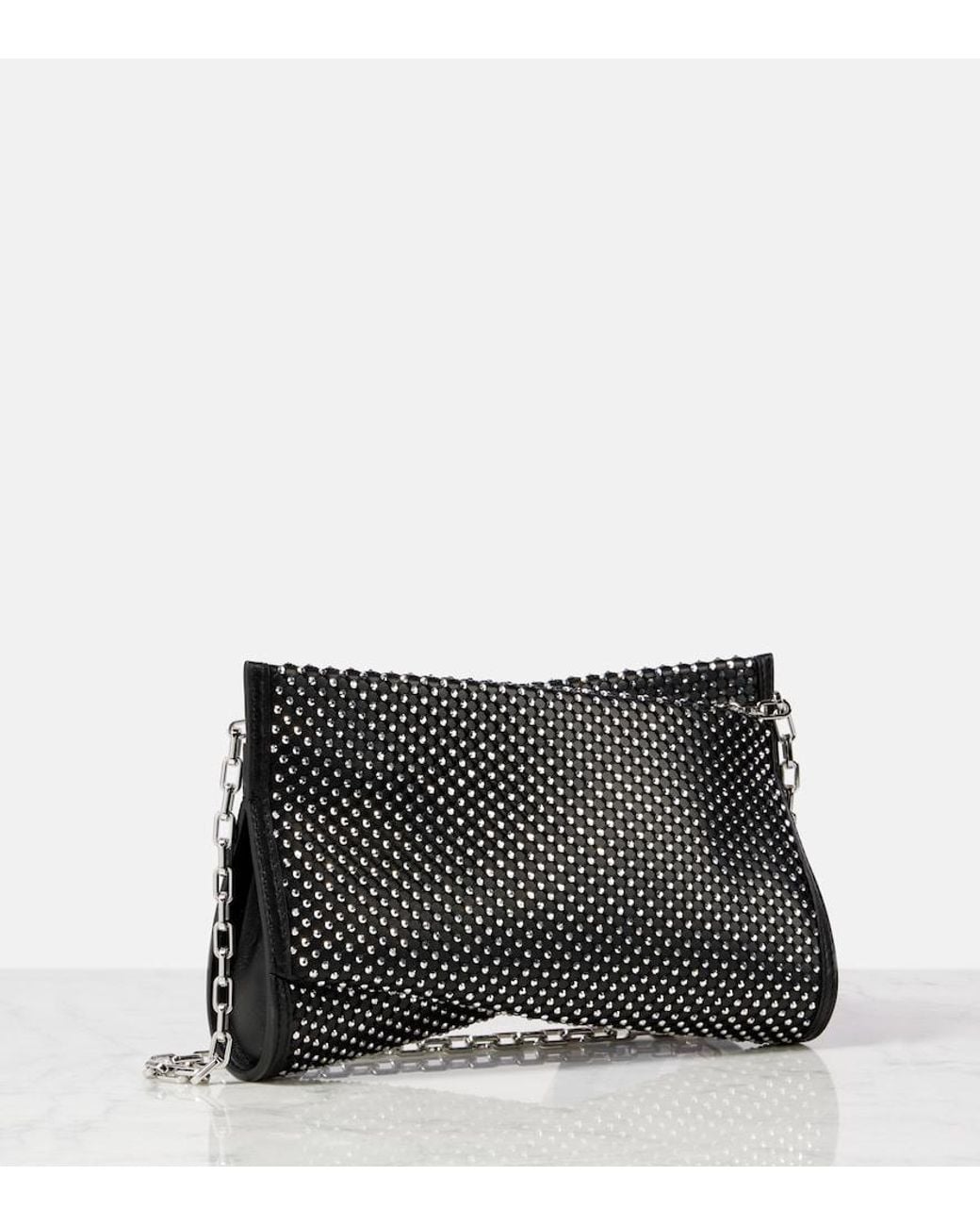 Christian Louboutin Black Loubitwist Small Strass Clutch Bag