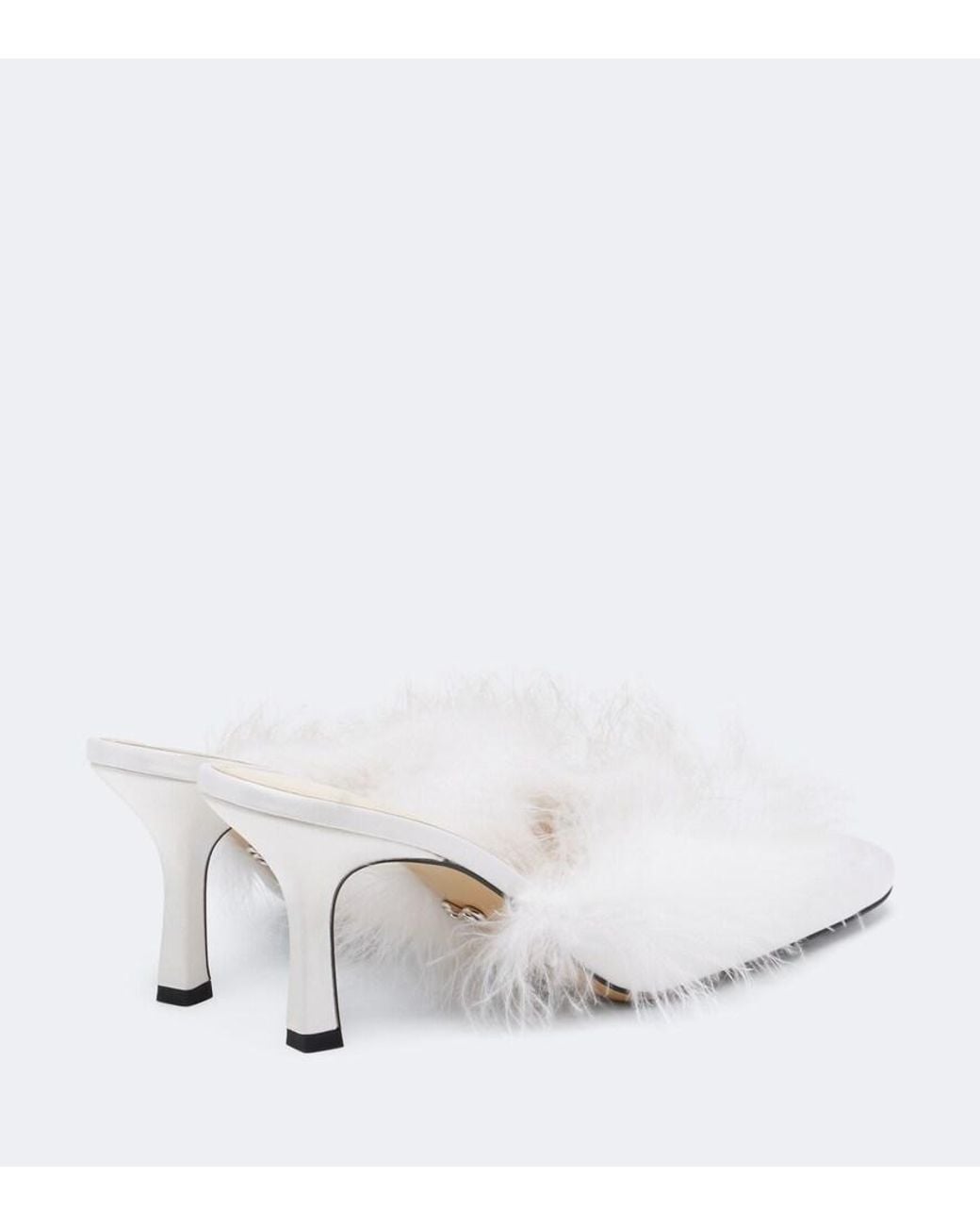 Mach & Mach White Bridal Feather-Trimmed Mules