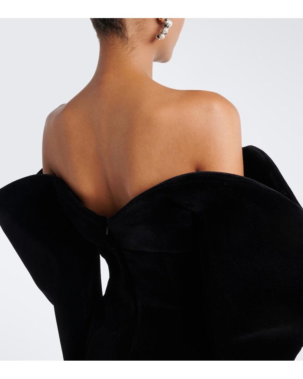 David Koma Black Off-Shoulder Velvet Minidress