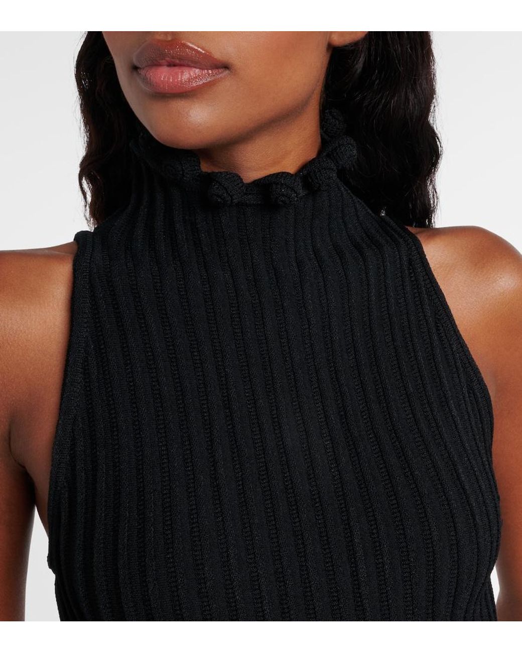 Alaïa Black Ribbed-Knit Turtleneck Midi Dress