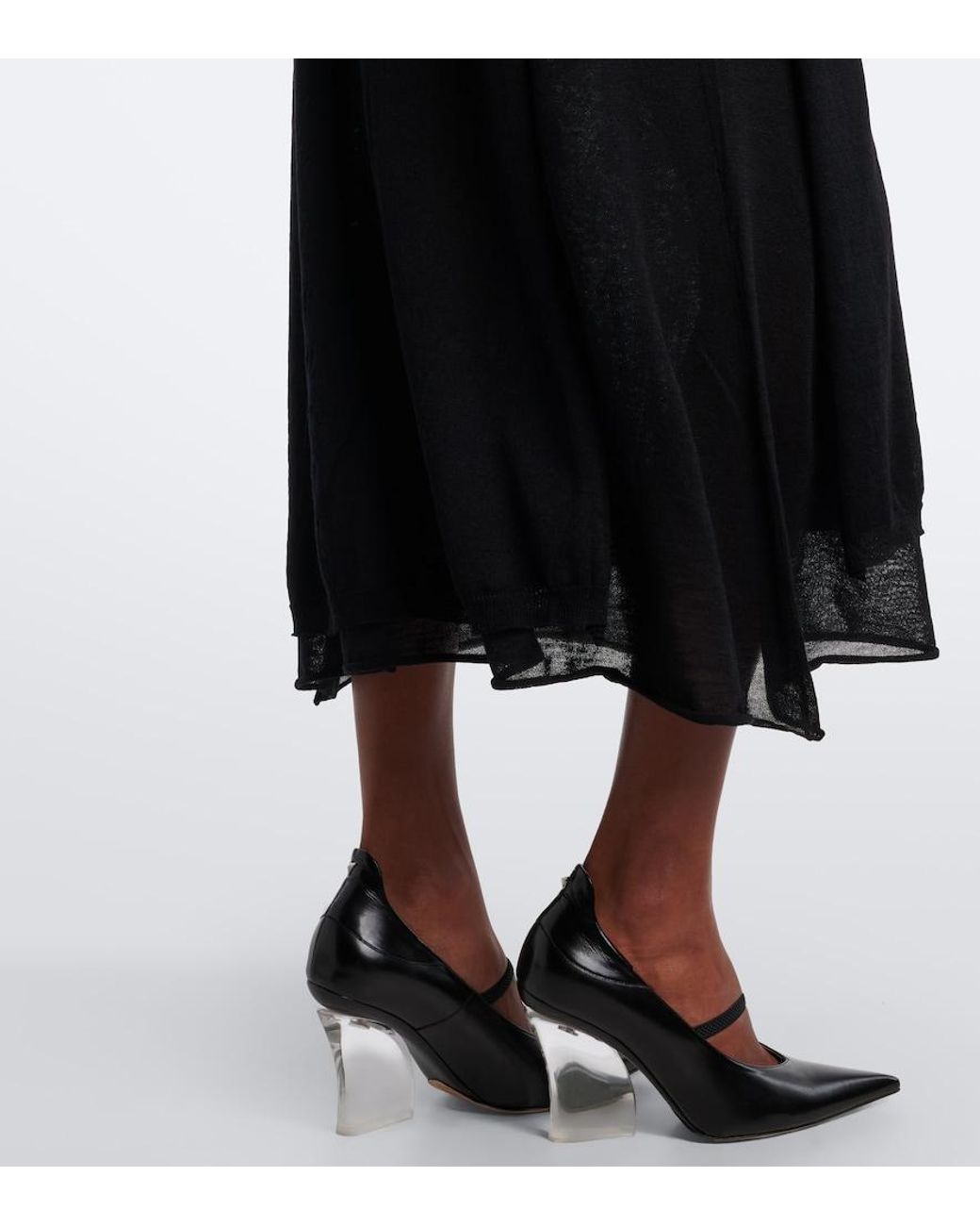 Fendi Black Hooded Wool Midi Dress