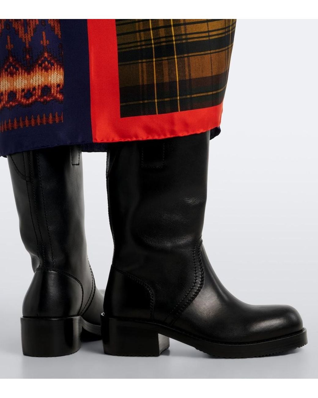 Dries Van Noten Black Leather Biker Boots