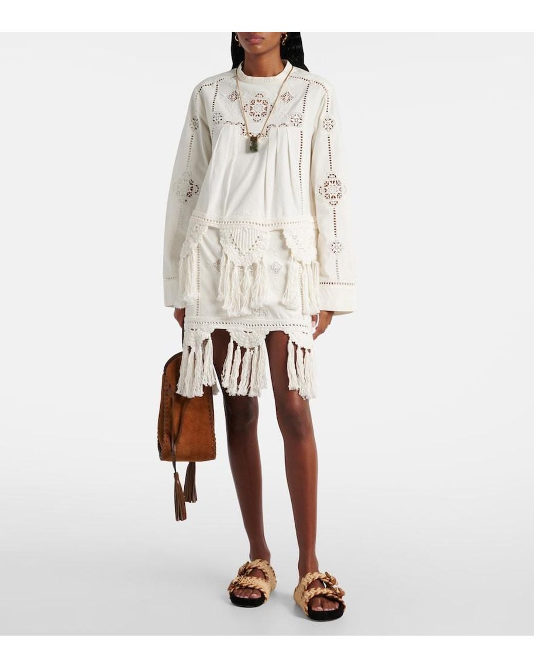 Isabel Marant White Severine Macrame Cotton Top