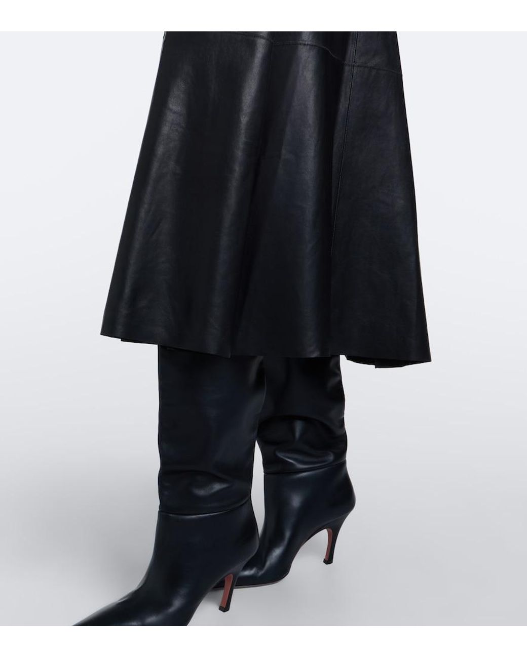 Joseph Black Riya Leather Midi Skirt