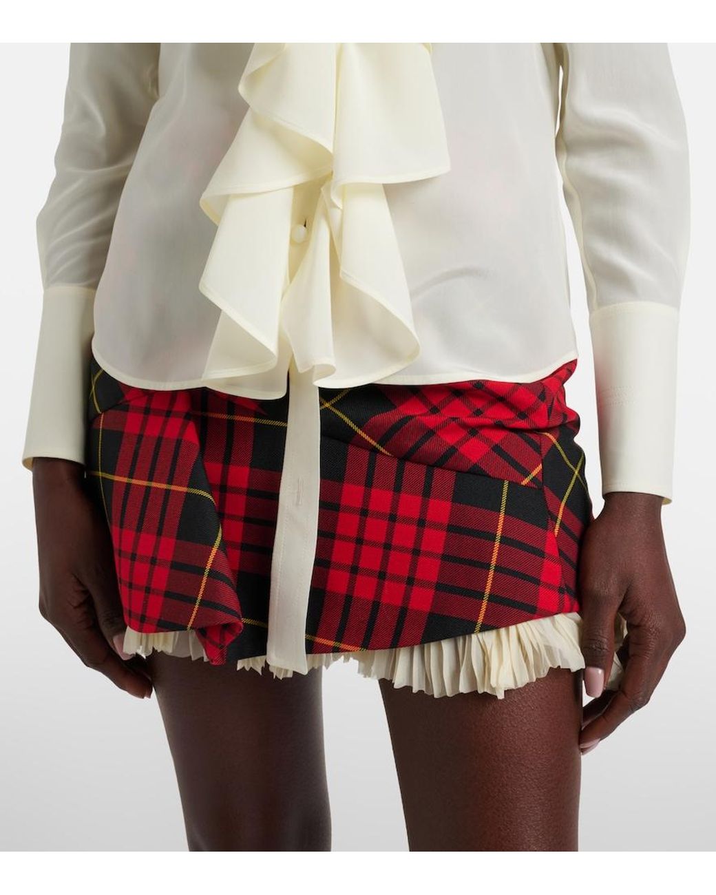 McQueen White Ruffled Silk Blouse