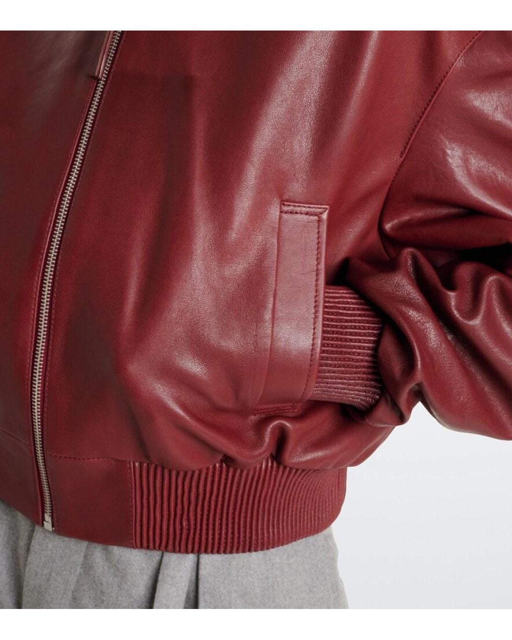 Arma Red Hannah Leather Bomber Jacket
