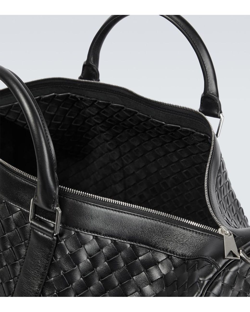 Bottega Veneta Black Large Intrecciato Leather Duffel Bag for men