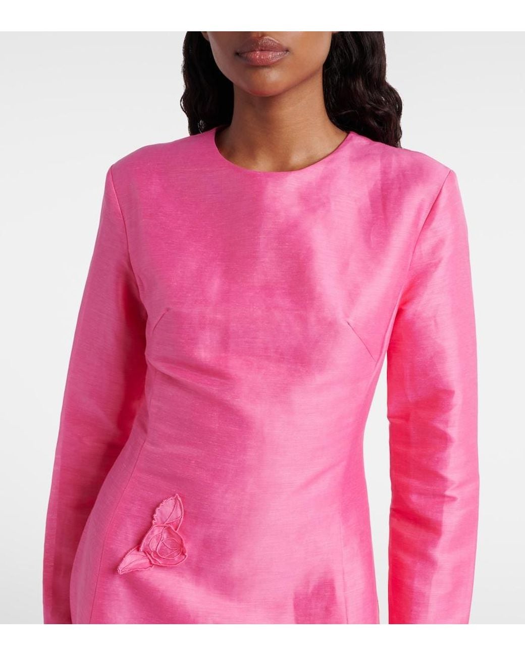 LEO LIN Pink Amira Floral-Applique Cocktail Dress
