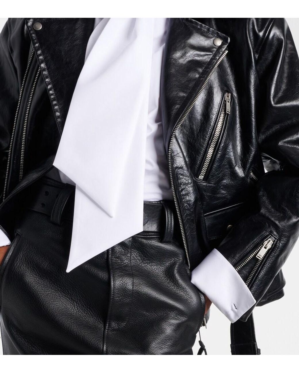 Saint Laurent Black Padded Leather Biker Jacket