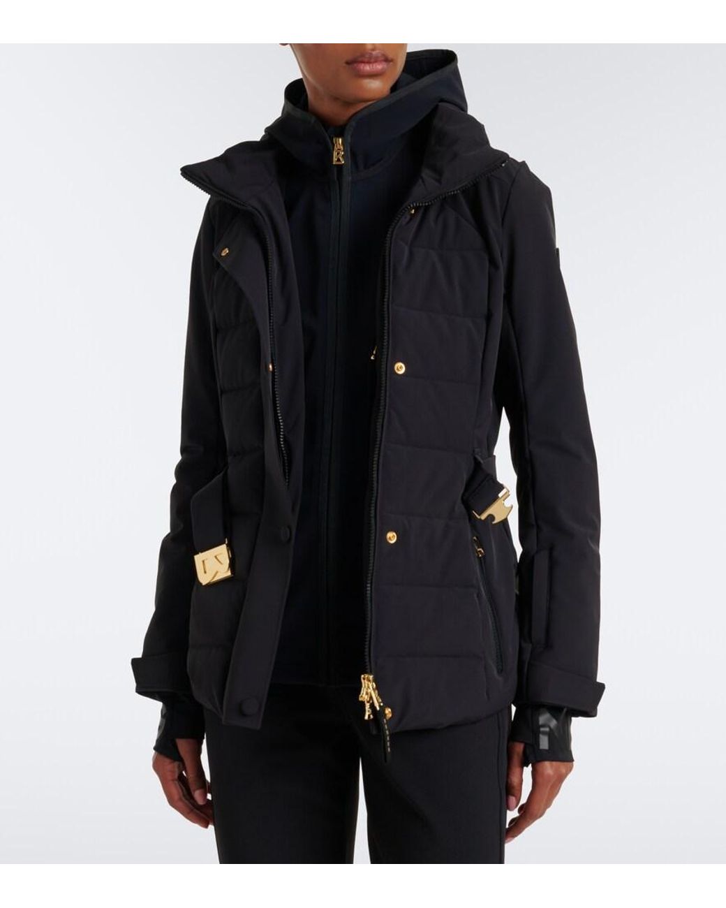 Bogner Black Elva Hooded Belted Ski Jacket