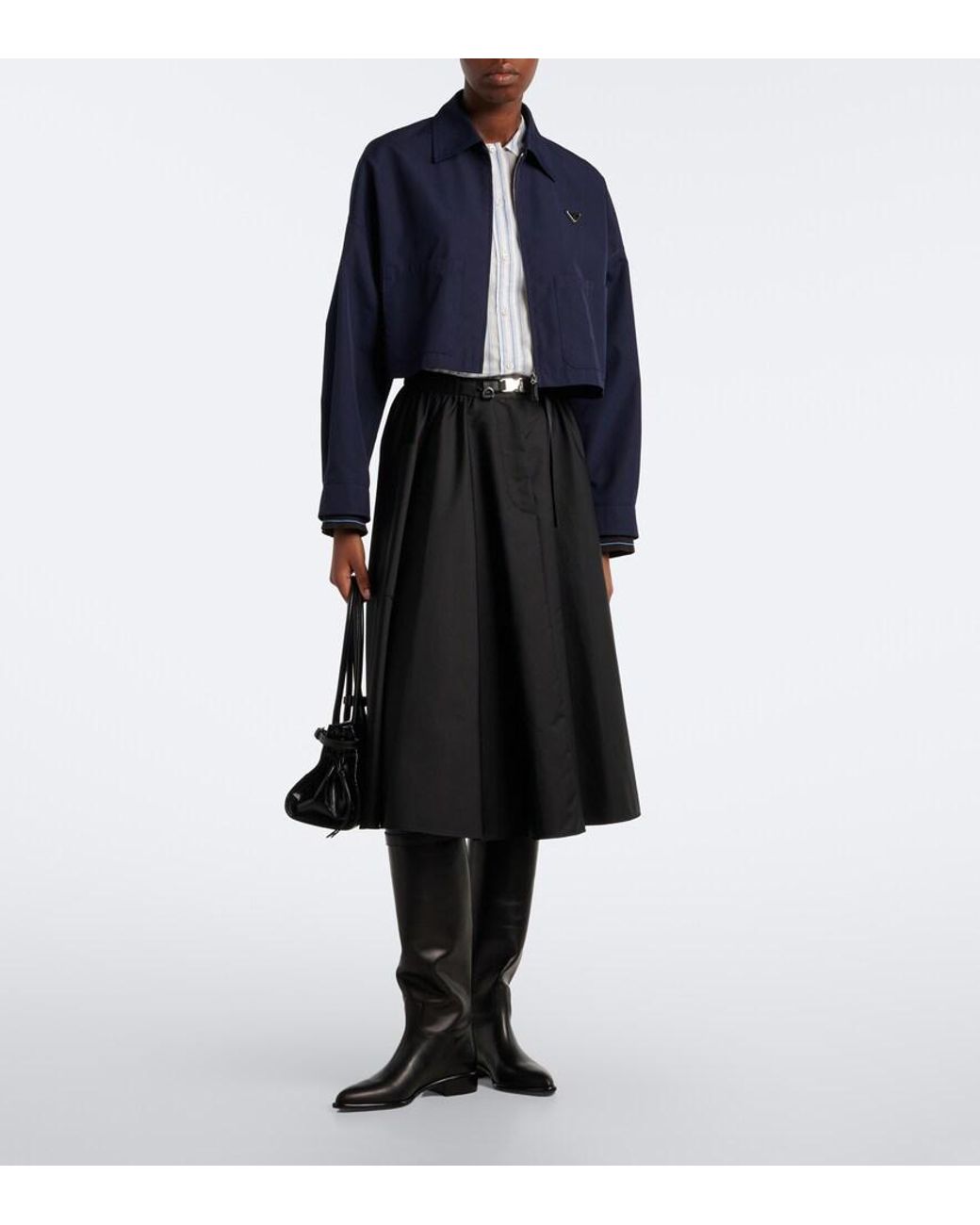 Prada Black Leather Knee-High Boots