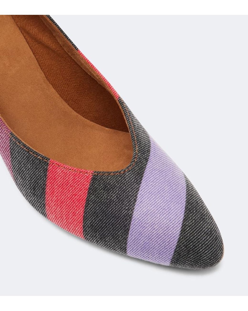 Versace Multicolor Tina Striped Denim Pumps