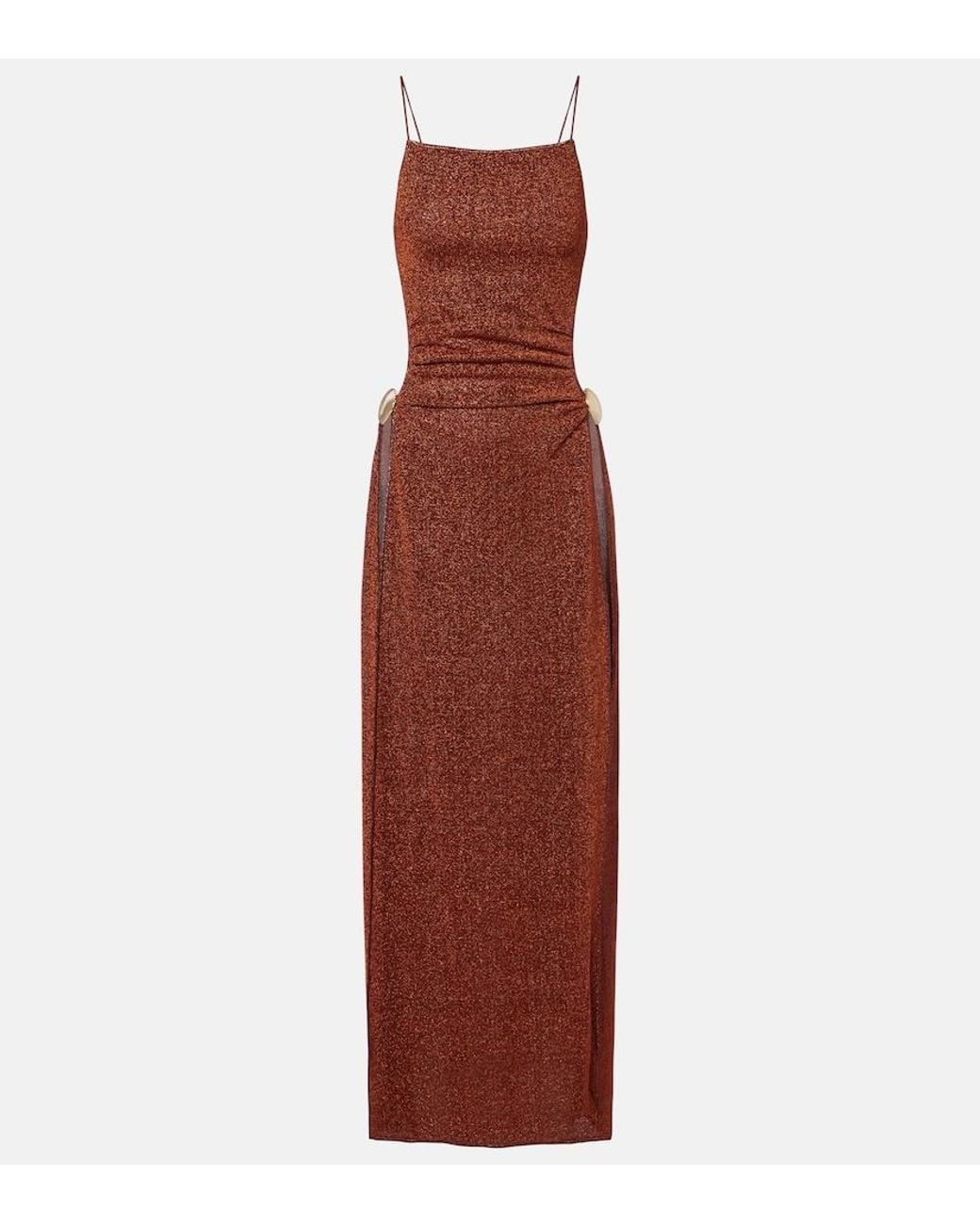 Oseree Purple Lumiere Shell Open-Back Maxi Dress