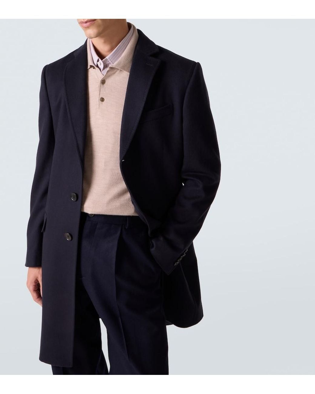 Zegna Blue Wool And Cashmere-Blend Coat for men