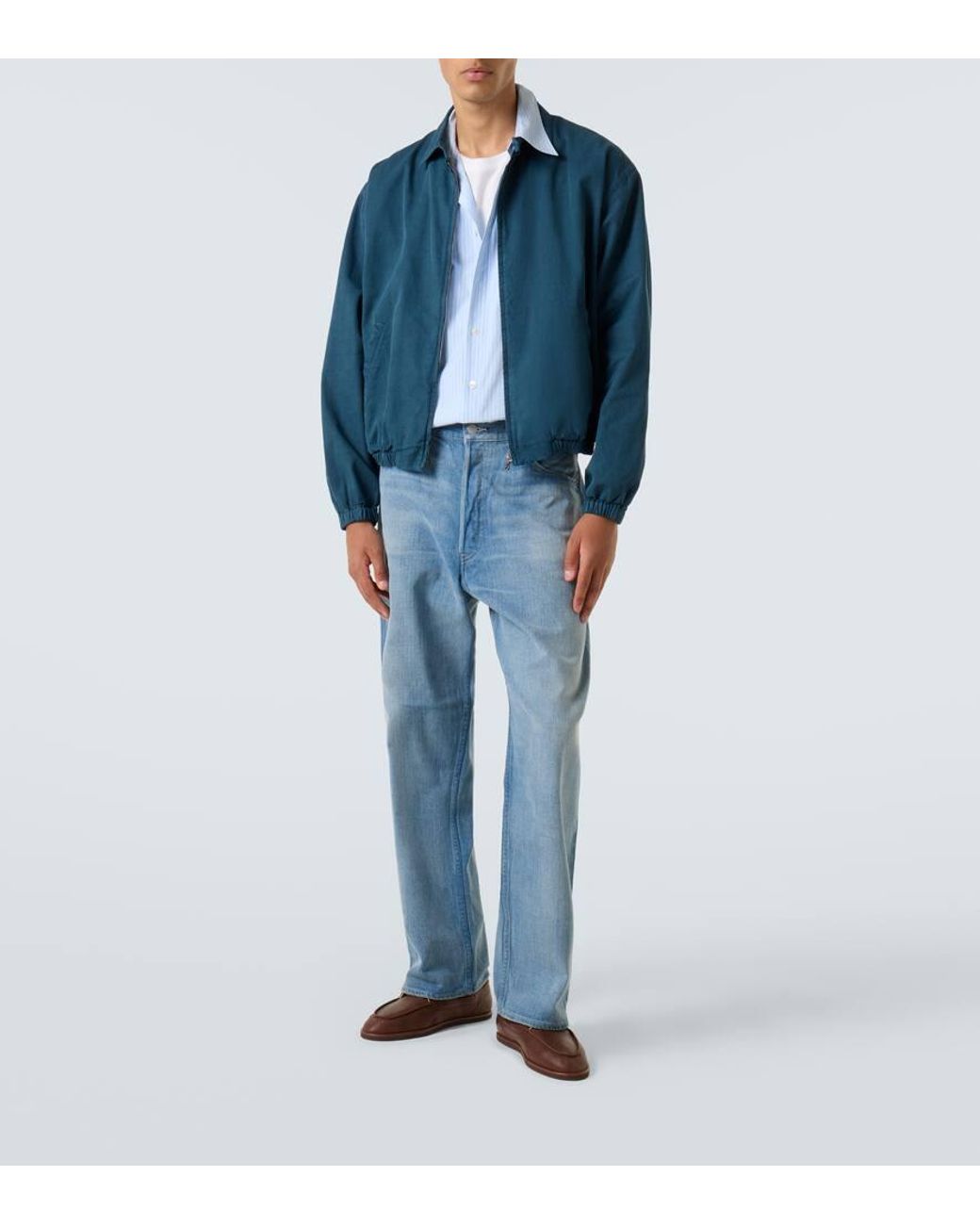 AURALEE Cotton Gabardine Blouson in Blue for Men | Lyst