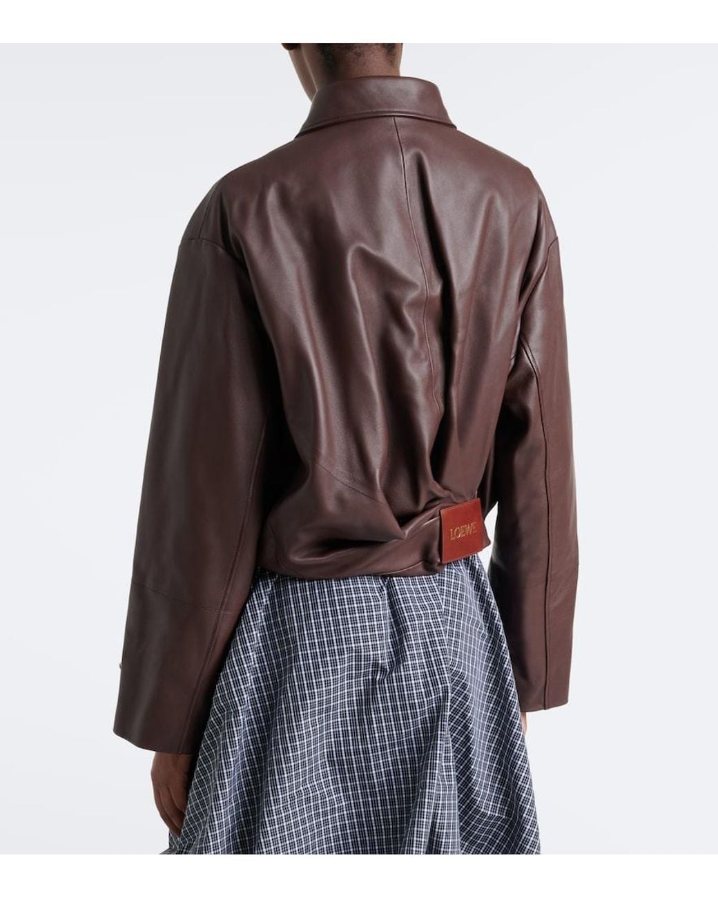 Loewe Brown Draped Leather Jacket