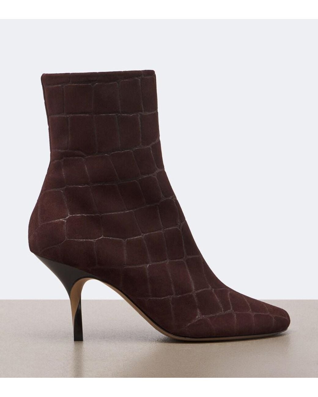 Jacquemus Brown Collant Croc-Effect Suede Ankle Boots