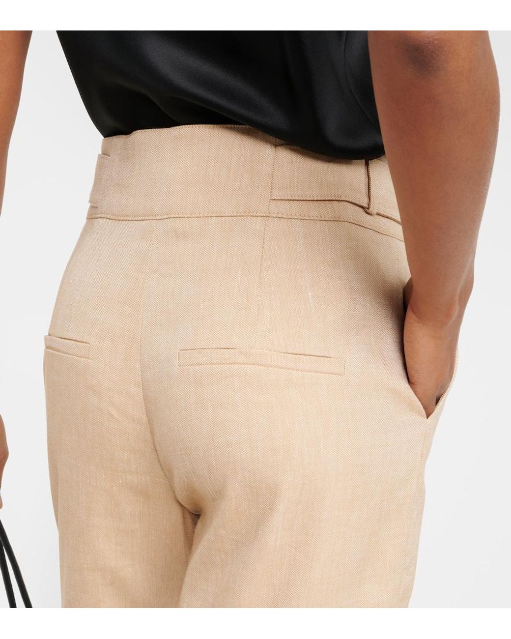 Veronica Beard Natural Aubrie Linen-Blend Cropped Pants
