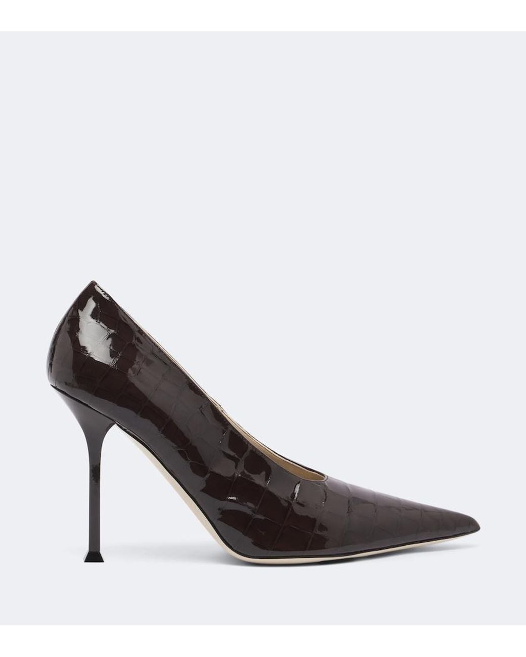 Christen Brown Helix Croc-Effect Patent Leather Pumps