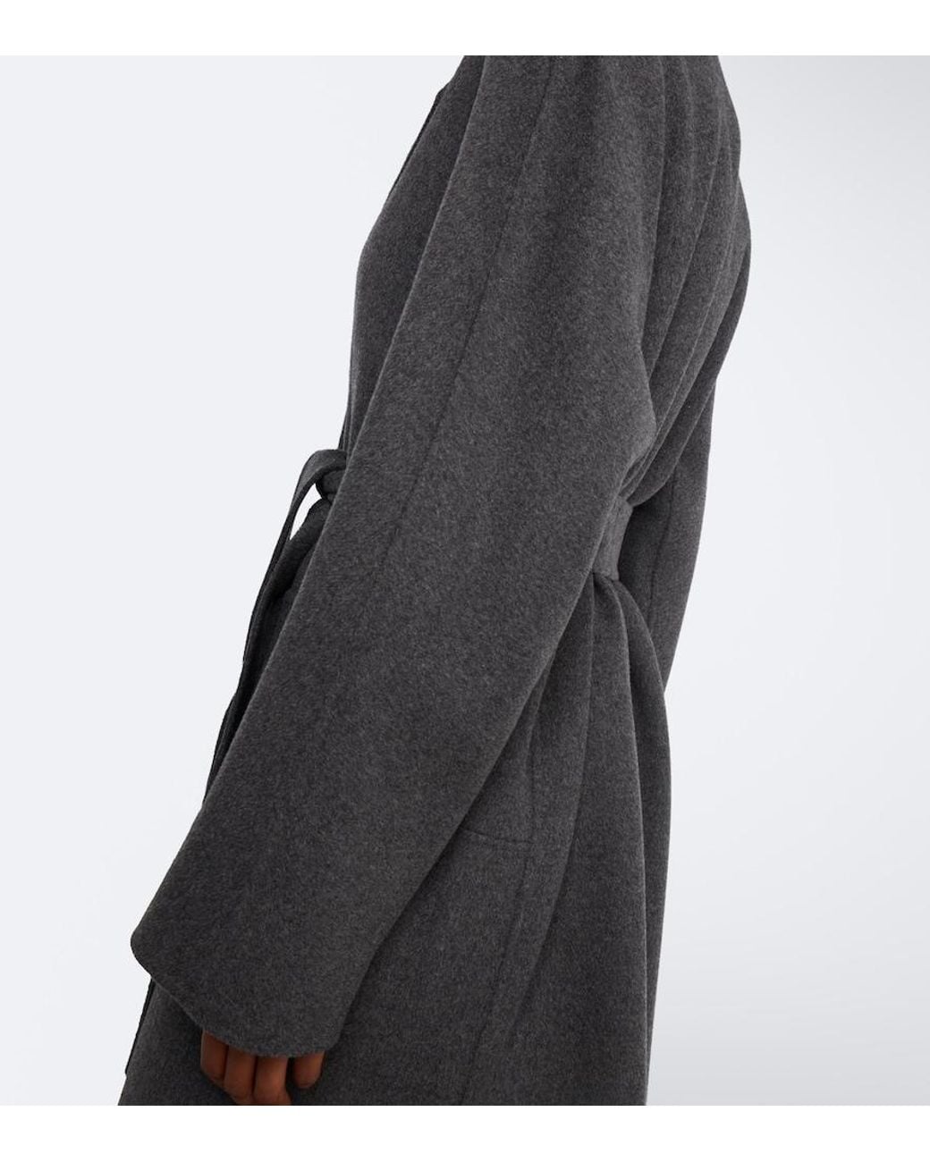 Max Mara Black Scarf-Detail Virgin Wool Wrap Coat
