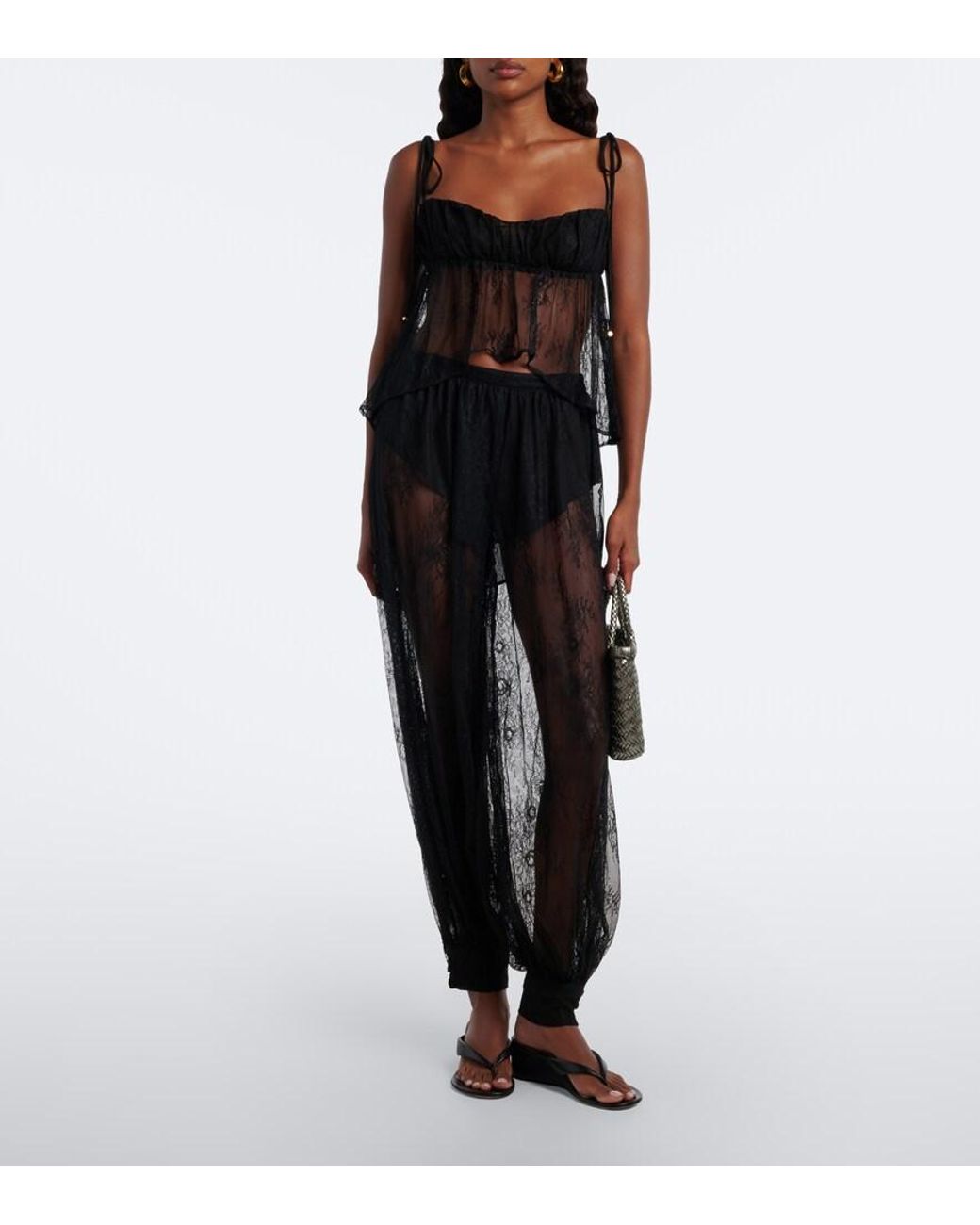 Bananhot Black Kendall Sheer Lace Balloon Pants