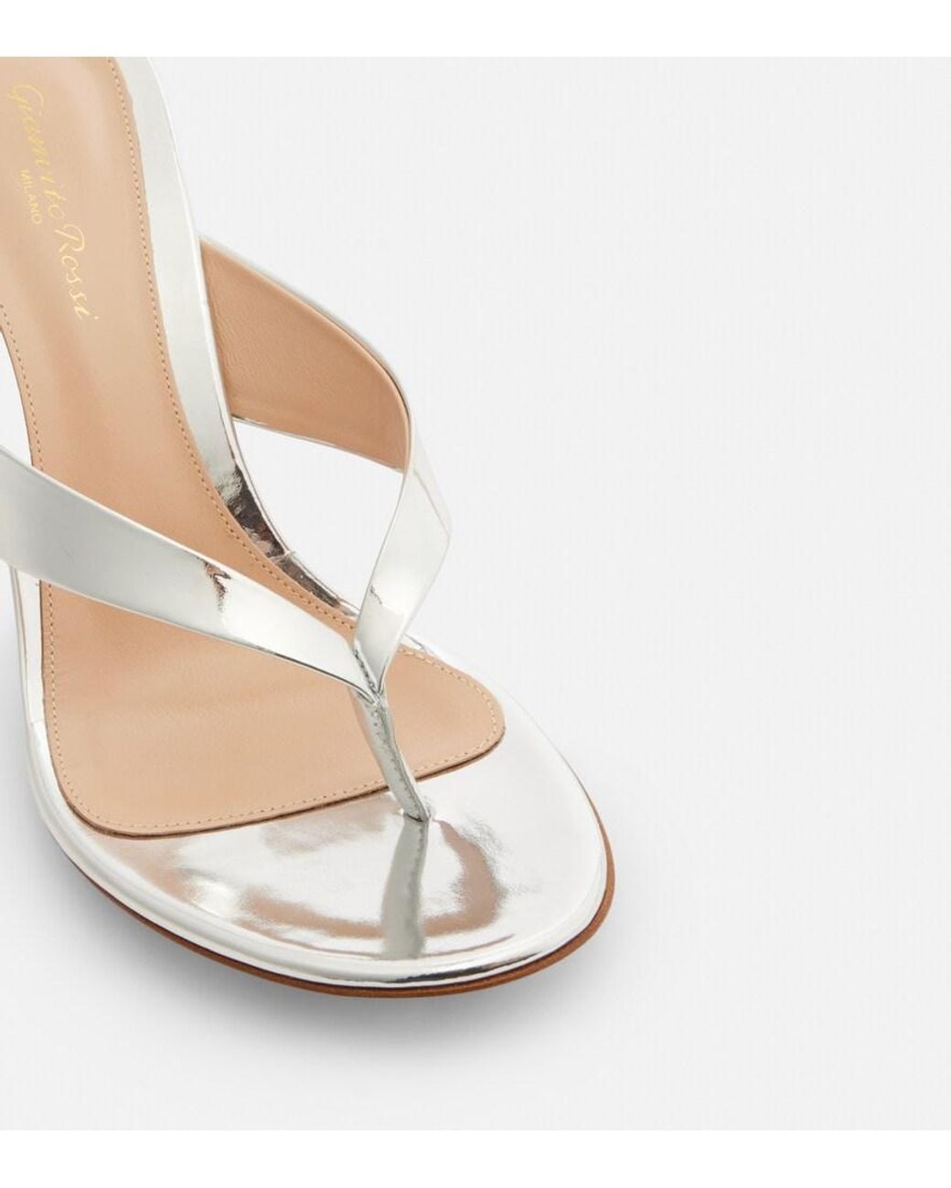 Gianvito Rossi Natural Sofia Mirrored Leather Thong Sandals