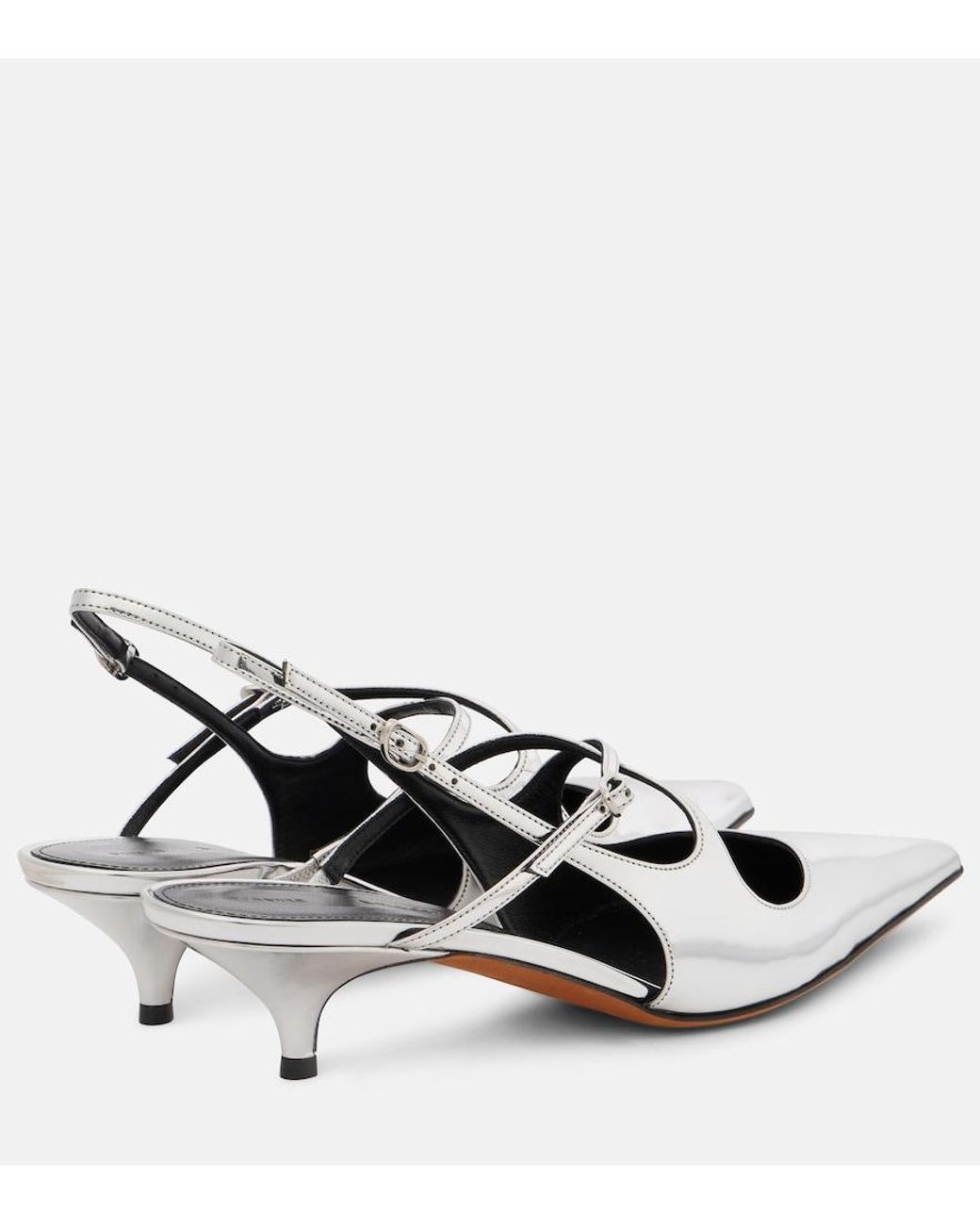 Proenza Schouler Metallic Slash 40 Mirrored Leather Slingback Pumps
